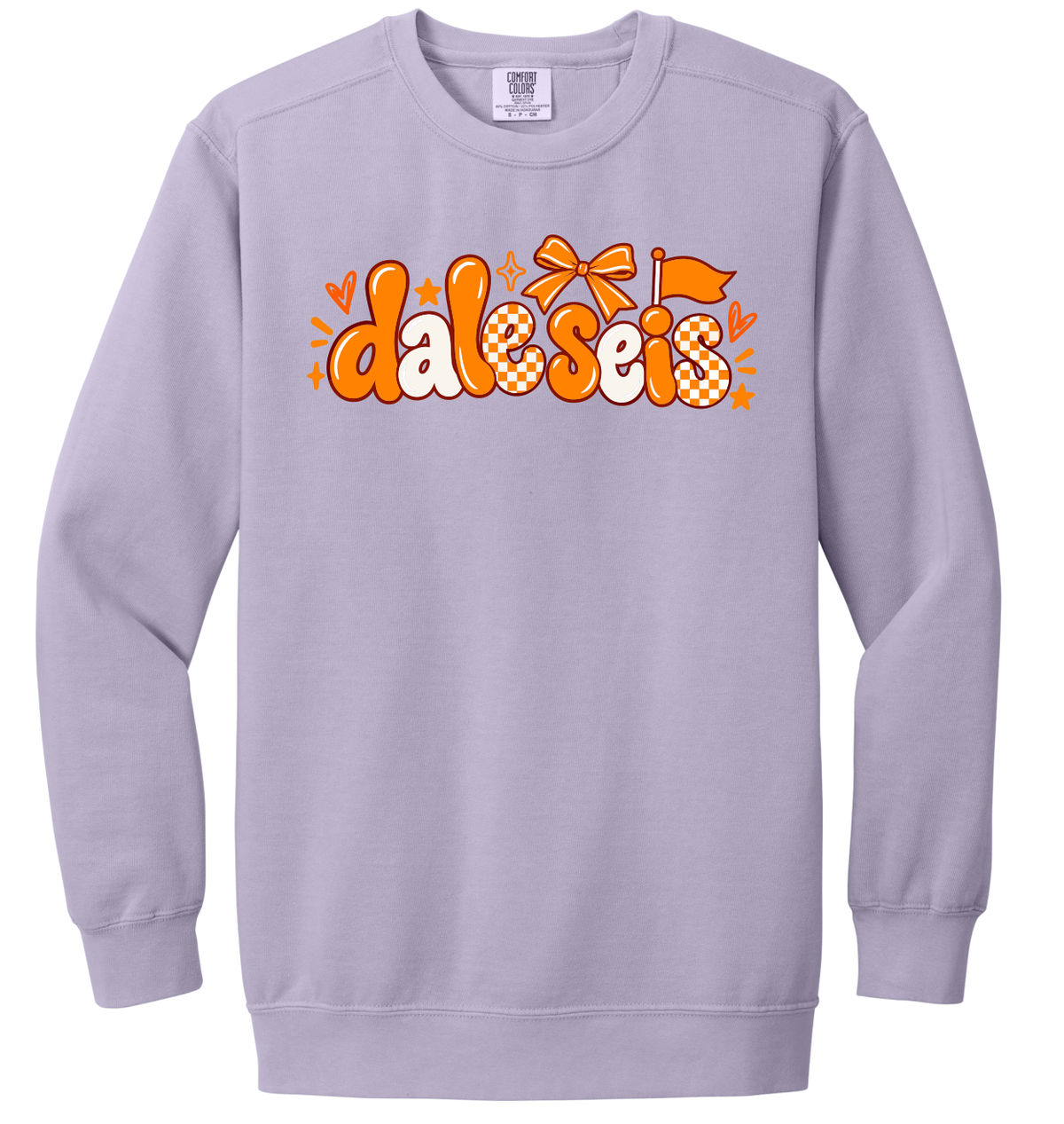 Dale Seis bow and checkerboard crewneck sweatshirt in Orchid