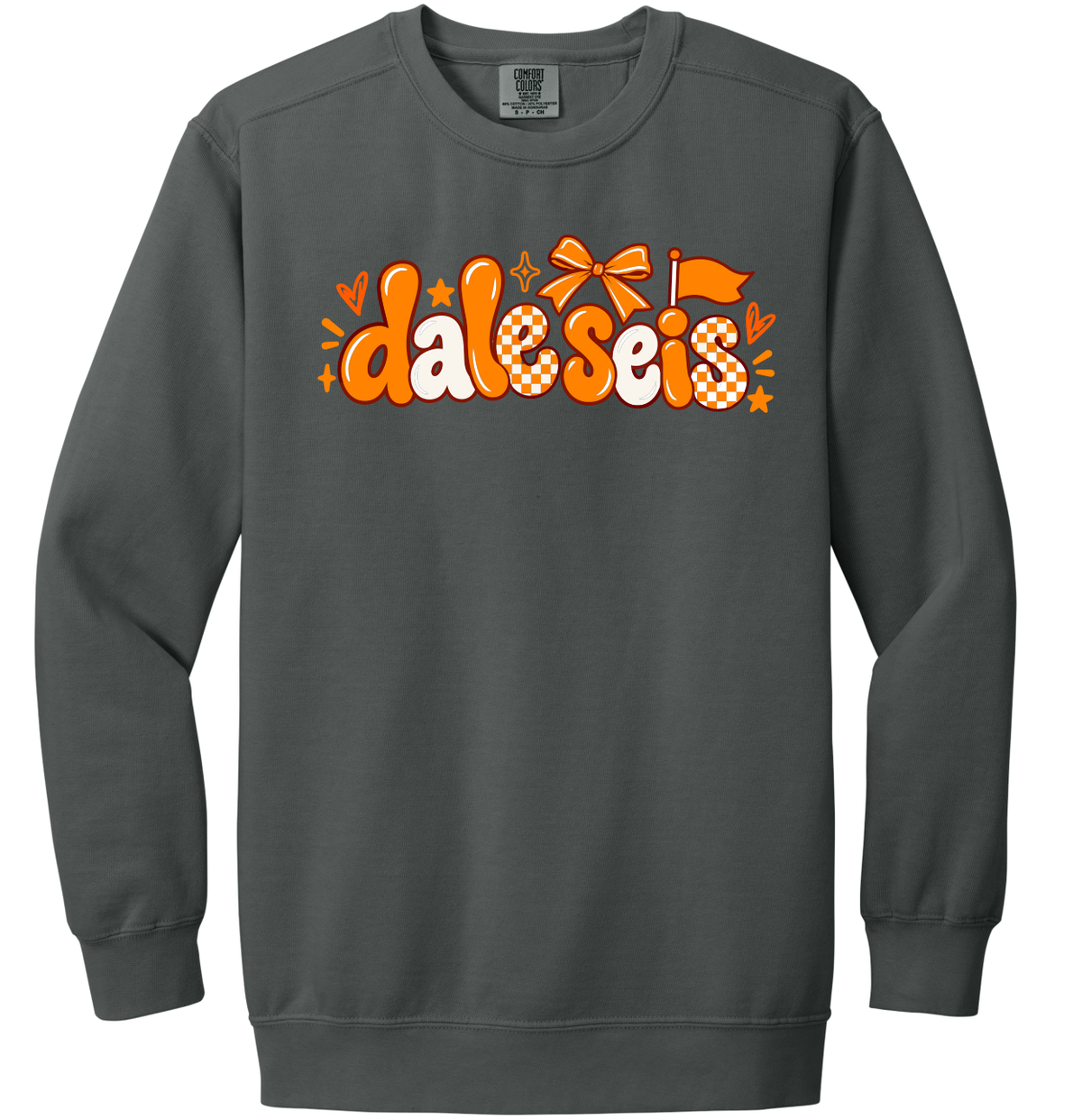 Dale Seis bow and checkerboard crewneck sweatshirt in Pepper